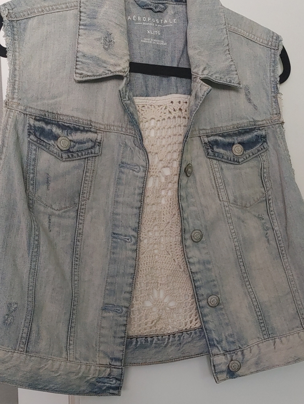 Aeropostale Light Wash Denim Vest - Women's Blue